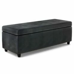 48" Stanford Storage Ottoman - Wyndenhall Coffee Brown Bonded Leather -Ottomans Official Shop unnamed file 9375