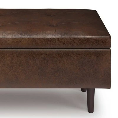 Blanchette Mid Century Rectangular Storage Ottoman - WyndenHall Distressed Chestnut Brown 7 Blanchette Mid Century Rectangular Storage Ottoman - WyndenHall Distressed Chestnut Brown - Image 5