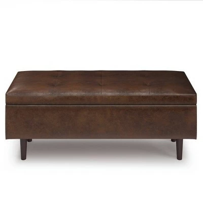Blanchette Mid Century Rectangular Storage Ottoman - WyndenHall Distressed Chestnut Brown 8 Blanchette Mid Century Rectangular Storage Ottoman - WyndenHall Distressed Chestnut Brown - Image 6