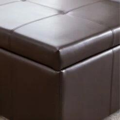 Joshua Bonded Leather Double Flip-Storage Ottoman Brown - Abbyson Living -Ottomans Official Shop unnamed file 9442