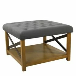 Tufted Ottoman with Wooden Storage - HomePop Cream -Ottomans Official Shop unnamed file 9541