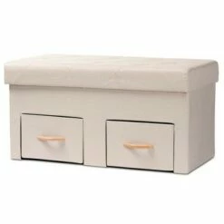 Gerwin Wood 2 Drawer Storage Ottoman - Baxton Studio Beige/oak Brown -Ottomans Official Shop unnamed file 9626