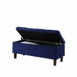 Quilted Tufted Storage Ottoman - Ore International Blue