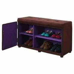Shoe Storage Ottoman 18" - Brown - Ore International
