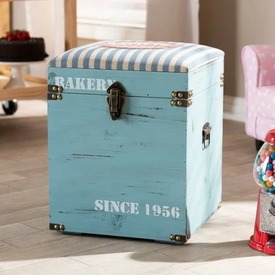 Caye Striped Finished Wood Storage Trunk Ottoman Light Blue - Baxton Studio 3 Caye Striped Finished Wood Storage Trunk Ottoman Light Blue - Baxton Studio