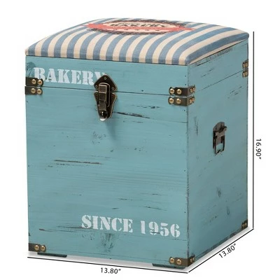 Caye Striped Finished Wood Storage Trunk Ottoman Light Blue - Baxton Studio 6 Caye Striped Finished Wood Storage Trunk Ottoman Light Blue - Baxton Studio - Image 4