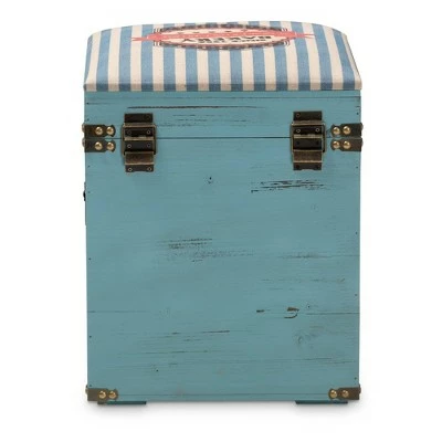 Caye Striped Finished Wood Storage Trunk Ottoman Light Blue - Baxton Studio 9 Caye Striped Finished Wood Storage Trunk Ottoman Light Blue - Baxton Studio - Image 7
