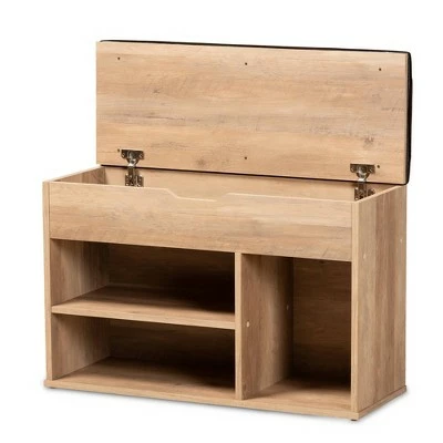 Ramsay Wood Shoe Storage Ottoman Dark Brown/Oak Brown - Baxton Studio 3 Ramsay Wood Shoe Storage Ottoman Dark Brown/Oak Brown - Baxton Studio