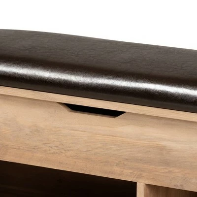 Ramsay Wood Shoe Storage Ottoman Dark Brown/Oak Brown - Baxton Studio 6 Ramsay Wood Shoe Storage Ottoman Dark Brown/Oak Brown - Baxton Studio - Image 4