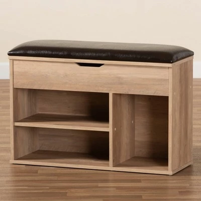 Ramsay Wood Shoe Storage Ottoman Dark Brown/Oak Brown - Baxton Studio 9 Ramsay Wood Shoe Storage Ottoman Dark Brown/Oak Brown - Baxton Studio - Image 7