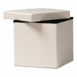 Palmer Fabric Upholstered Wood Storage Ottoman - Baxton Studio Dark Gray