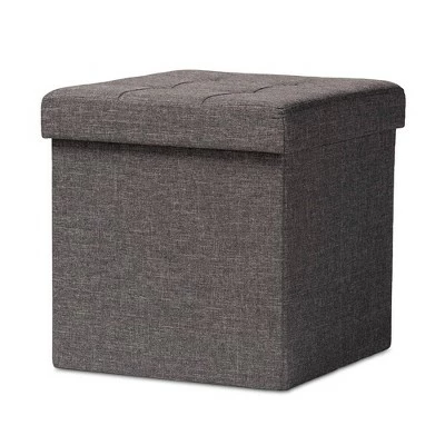Palmer Fabric Upholstered Wood Storage Ottoman - Baxton Studio Dark Gray 11 Palmer Fabric Upholstered Wood Storage Ottoman - Baxton Studio Dark Gray - Image 9