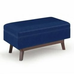 Ethan Small Rectangular Storage Ottoman Blue - WyndenHall