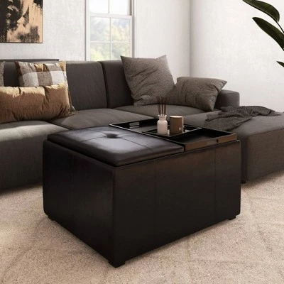 Franklin Small Coffee Table Storage Ottoman Tanners Brown - WyndenHall 3 Franklin Small Coffee Table Storage Ottoman Tanners Brown - WyndenHall