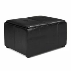Franklin Small Coffee Table Storage Ottoman Midnight Black - WyndenHall