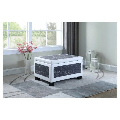 Old World Storage Ottoman with 2 Seats - Navy - Ore International 4 Old World Storage Ottoman with 2 Seats - Navy - Ore International - Image 2