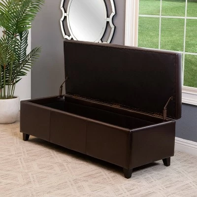 Carter Bonded Leather Storage Ottoman Brown - Abbyson Living 3 Carter Bonded Leather Storage Ottoman Brown - Abbyson Living