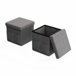 Yorkshire Home Foldable Storage Cube Ottoman with Pockets - Lavish Home Gray -Ottomans Official Shop unnamed file 9866