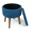 Sloan Round Velour Storage Ottoman Blue - Humble Crew