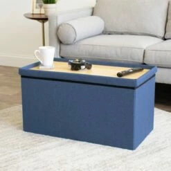 Heathered Storage Ottoman with Reversible Tray Cover Blue - Humble Crew -Ottomans Official Shop unnamed file 9887