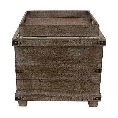 Decor Therapy Hadley Weathered Storage Ottoman - Décor Therapy Barnwood 4 Decor Therapy Hadley Weathered Storage Ottoman - Décor Therapy Barnwood - Image 2
