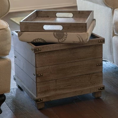 Decor Therapy Hadley Weathered Storage Ottoman - Décor Therapy Barnwood 7 Decor Therapy Hadley Weathered Storage Ottoman - Décor Therapy Barnwood - Image 5