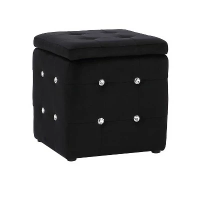 Pouf Contemporary Square Storage Ottoman - LumiSource Velvet White 11 Pouf Contemporary Square Storage Ottoman - LumiSource Velvet White - Image 9