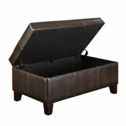 Astra Rectangle Faux Leather Storage Ottoman Black - Dorel Living