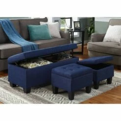 Everett Storage Ottoman Set - Picket House Furnishings Charcoal -Ottomans Official Shop unnamed file 9946