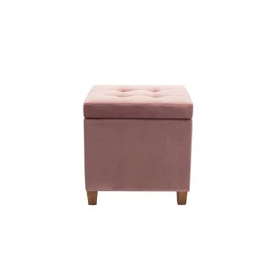 Square Button Tufted Storage Ottoman with Lift Off Lid - WOVENBYRD Pink Velvet 20 Square Button Tufted Storage Ottoman with Lift Off Lid - WOVENBYRD Pink Velvet - Image 18